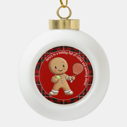 🎾 🎄 benutzerdefinierter Text, Padel Powered Chri Keramik Kugel-Ornament (Vorderseite)