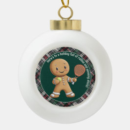 🎾 🎄 benutzerdefinierter Text, Padel Powered Chri Keramik Kugel-Ornament