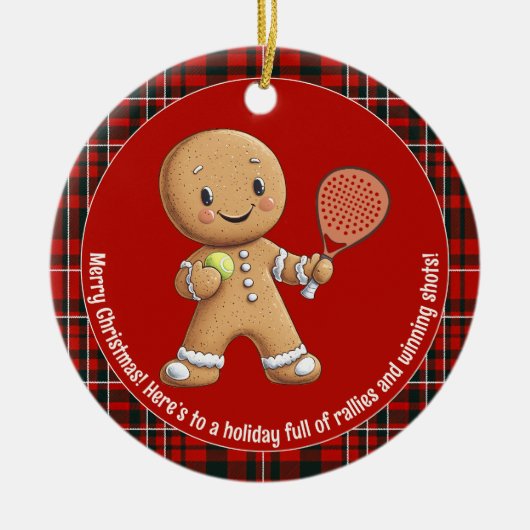 🎾 🎄 benutzerdefinierter Text, Padel Powered Chri Keramik Ornament (Vorne)
