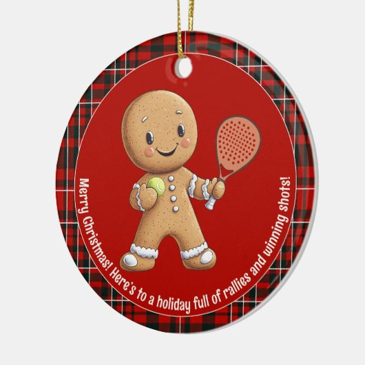 🎾 🎄 benutzerdefinierter Text, Padel Powered Chri Keramik Ornament (Links)