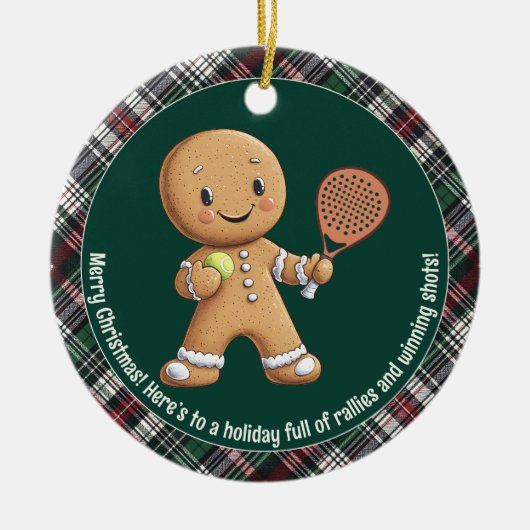 🎾 🎄 benutzerdefinierter Text, Padel Powered Chri Keramik Ornament (Vorne)