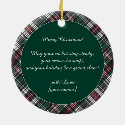 🎾 🎄 benutzerdefinierter Text, Padel Powered Chri Keramik Ornament (Hinten)