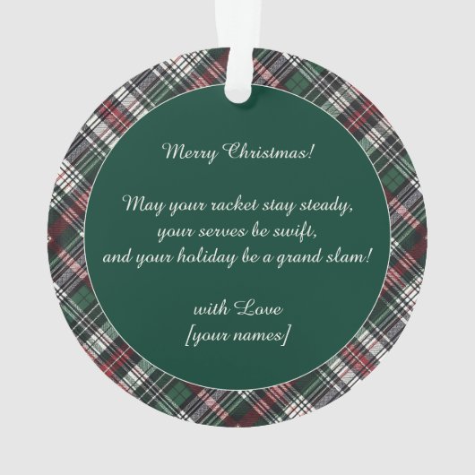 🎾 🎄 benutzerdefinierter Text, Padel Powered Chri Ornament (Rückseite)