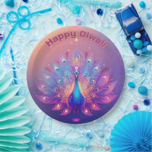 Benutzerdefinierter Text, Peacock Party Diwali Pla Pappteller (Party)