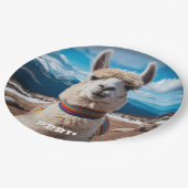 Benutzerdefinierter Text Peru Llama Pappteller (Schrägansicht)