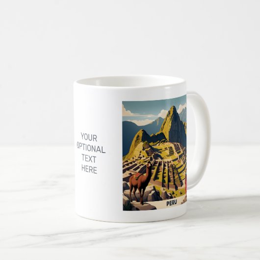 Benutzerdefinierter Text Peru Machu Picchu Kaffeetasse (VorderseiteRechts)