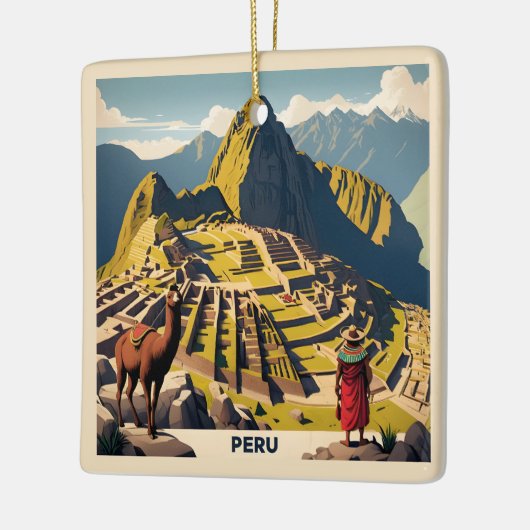 Benutzerdefinierter Text Peru Machu Picchu Keramikornament (Links)