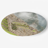 Benutzerdefinierter Text Peru Machu Picchu Pappteller (Schrägansicht)
