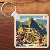 Benutzerdefinierter Text Peru Machu Picchu Schlüsselanhänger (Vorderseite)