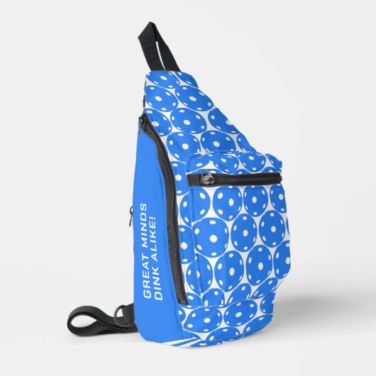 Benutzerdefinierter Text Pickleball: Blaue Pickleb Crossbody Bag (Linke Seite)