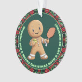 Benutzerdefinierter Text, Pickleball Gingerbread C Ornament (Vorderseite)