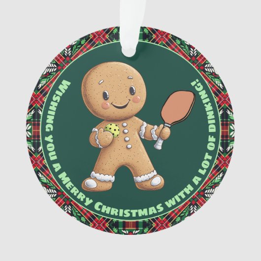 Benutzerdefinierter Text, Pickleball Gingerbread C Ornament (Vorderseite)