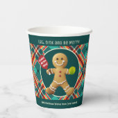 Benutzerdefinierter Text Pickleball Gingerbread Ch Pappbecher (Rückseite)