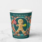 Benutzerdefinierter Text Pickleball Gingerbread Ch Pappbecher (Vorderseite)