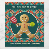 Benutzerdefinierter Text Pickleball Gingerbread De Weinetikett (Einzelnes Label)