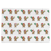 Benutzerdefinierter Text Pickleball Gingerbrot Men Große Geschenktüte (Rückseite)