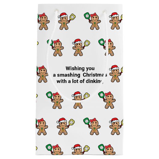 Benutzerdefinierter Text Pickleball Gingerbrot Men Kleine Geschenktüte (Vorderseite)