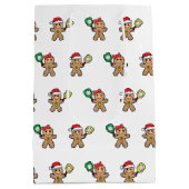 Benutzerdefinierter Text Pickleball Gingerbrot Men Mittlere Geschenktüte (Rückseite)