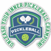 Benutzerdefinierter Text Pickleball grün und blau Aufkleber (Vorderseite)