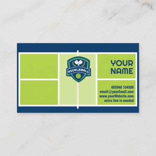 Benutzerdefinierter Text Pickleball grün und blau Visitenkarte (Rückseite)