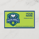 Benutzerdefinierter Text Pickleball grün und blau Visitenkarte (Vorderseite)