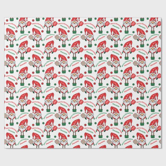 Benutzerdefinierter Text Pickleball Merry Chris Geschenkpapier (Flach)