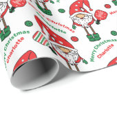 Benutzerdefinierter Text Pickleball Merry Chris Geschenkpapier (Rolleneckpunkt)