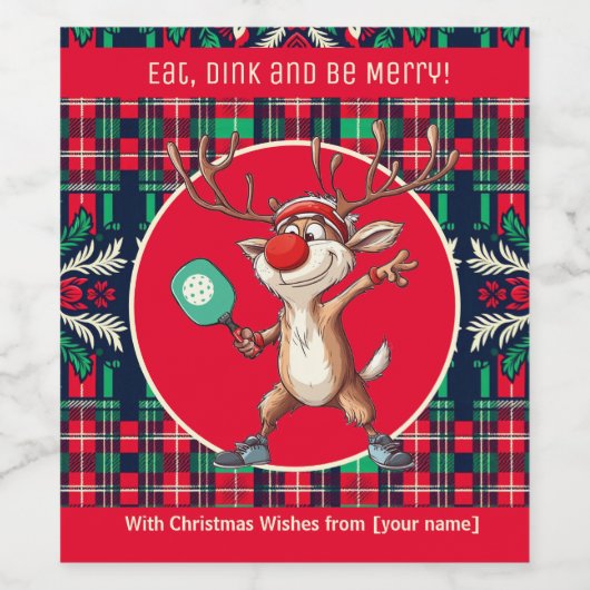 Benutzerdefinierter Text Pickleball Rudolf Weinetikett (Einzelnes Label)