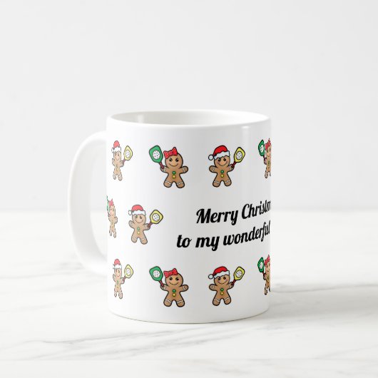 Benutzerdefinierter Text Pickleball Weihnachten Kaffeetasse (Vorderseite Links)
