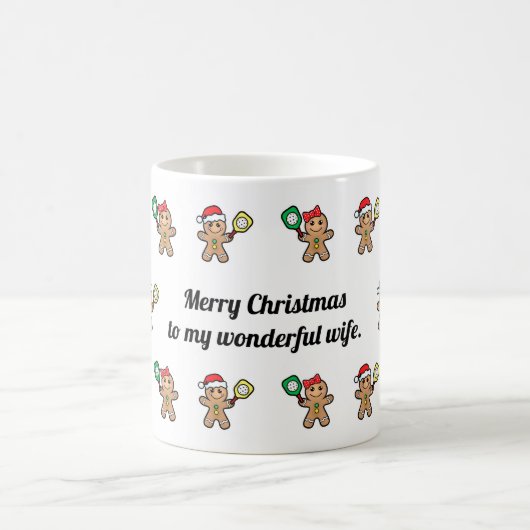 Benutzerdefinierter Text Pickleball Weihnachten Kaffeetasse (Mittel)