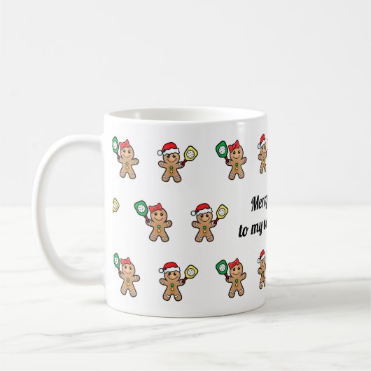 Benutzerdefinierter Text Pickleball Weihnachten Kaffeetasse (Links)