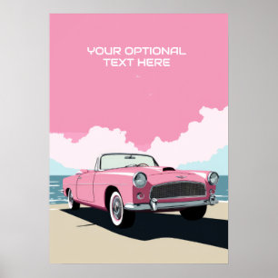 Benutzerdefinierter Text Pink Classic Car Poster