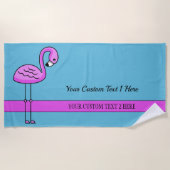 Benutzerdefinierter Text Pink Flamingo Badetuch (Vorderseite)