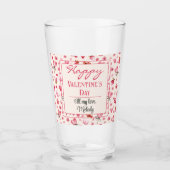 Benutzerdefinierter Text, Pink Happy Valentine Day Glas (Vorderseite)