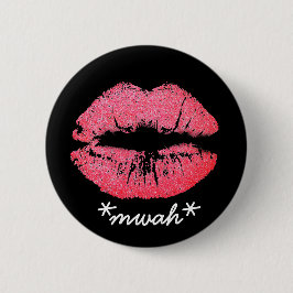 Benutzerdefinierter Text Pink Lipstick Kiss Lip Ma Button
