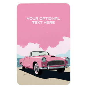 Benutzerdefinierter Text Pinkes Klassisches Auto Magnet
