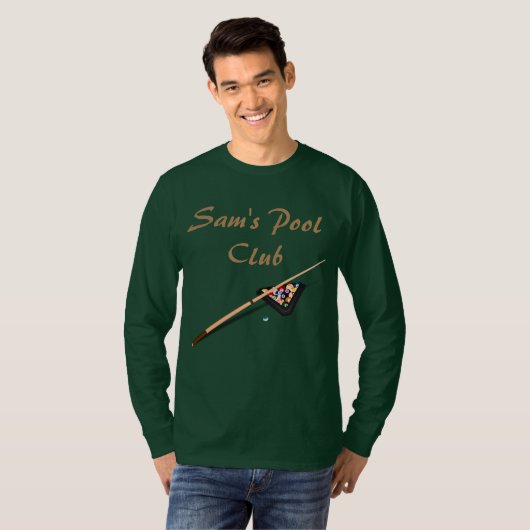 Benutzerdefinierter Text Pool Hall Billard Green T-Shirt (Vorne ganz)