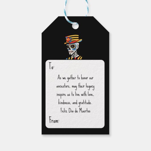 Benutzerdefinierter Text 💀 Pop Art Calavera Geschenkanhänger (Rückseite)