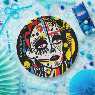 Benutzerdefinierter Text 💀 Pop Art Calavera Pappteller