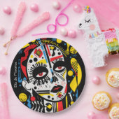 Benutzerdefinierter Text 💀 Pop Art Calavera Pappteller (Party)