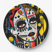 Benutzerdefinierter Text 💀 Pop Art Calavera Pappteller (Vorderseite)