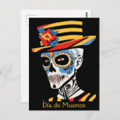 Benutzerdefinierter Text 💀 Pop Art Calavera Postkarte (Vorne/Hinten)