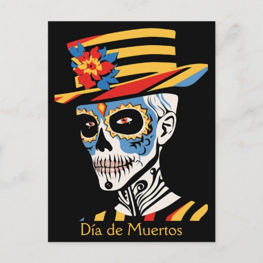 Benutzerdefinierter Text 💀 Pop Art Calavera Postkarte (Vorderseite)