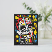 Benutzerdefinierter Text 💀 Pop Art Calavera Postkarte (Stehend Vorderseite)