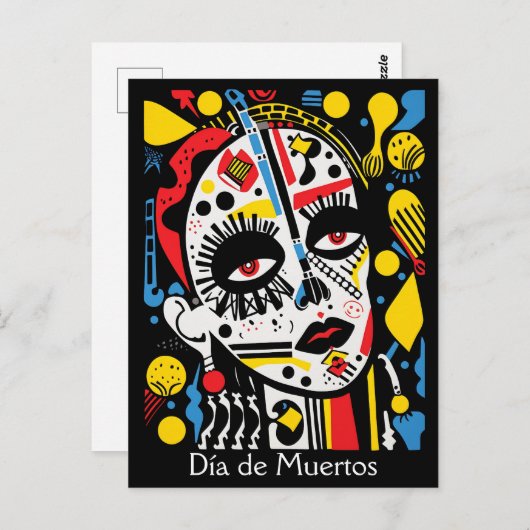 Benutzerdefinierter Text 💀 Pop Art Calavera Postkarte (Vorne/Hinten)