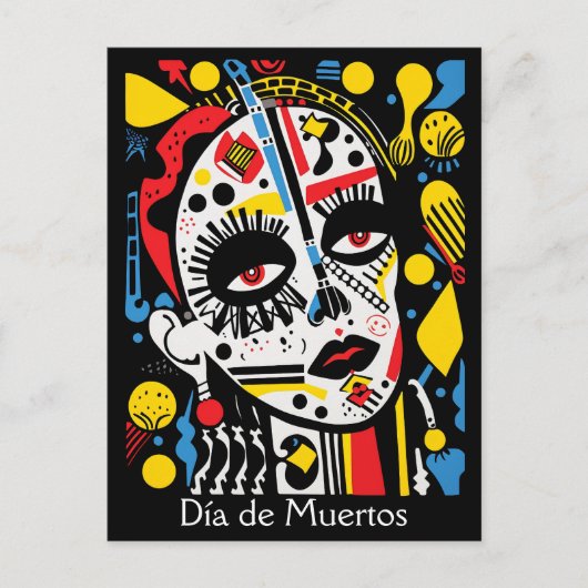 Benutzerdefinierter Text 💀 Pop Art Calavera Postkarte (Vorderseite)