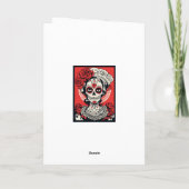 Benutzerdefinierter Text 💀 Pop Art Calavera Rot & Karte (Rückseite)