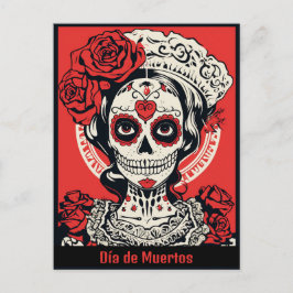 Benutzerdefinierter Text 💀 Pop Art Calavera Rot & Postkarte
