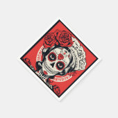 Benutzerdefinierter Text 💀 Pop Art Calavera Rot & Serviette (Ecke)