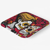 Benutzerdefinierter Text 💀 Pop Día de Muertos Pappteller (Gewinkelt)